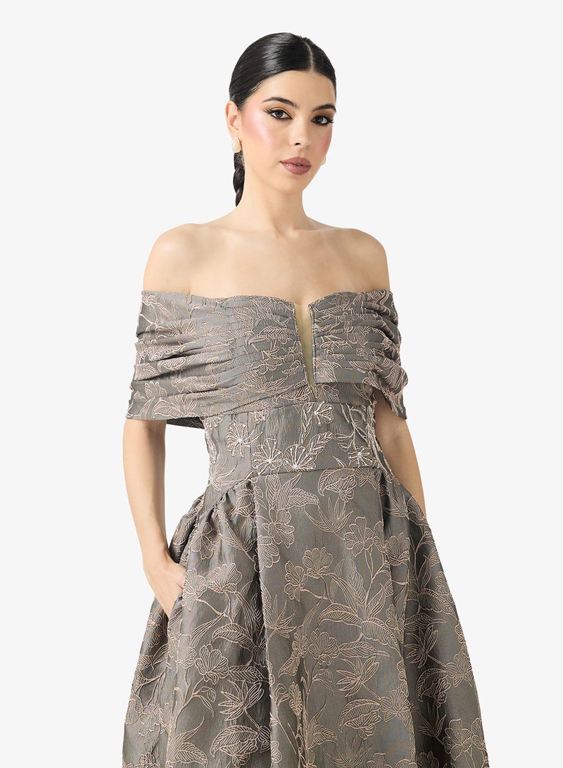 Threadz by Ajooni Floral Off-Shoulder Dress - Image 3